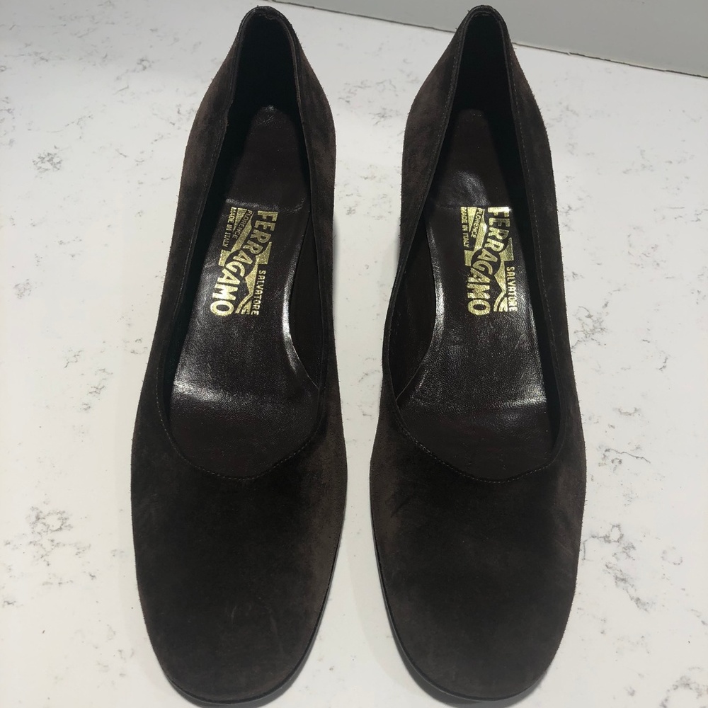 Salvatore Ferragamo Women's Brown Suede Pumps